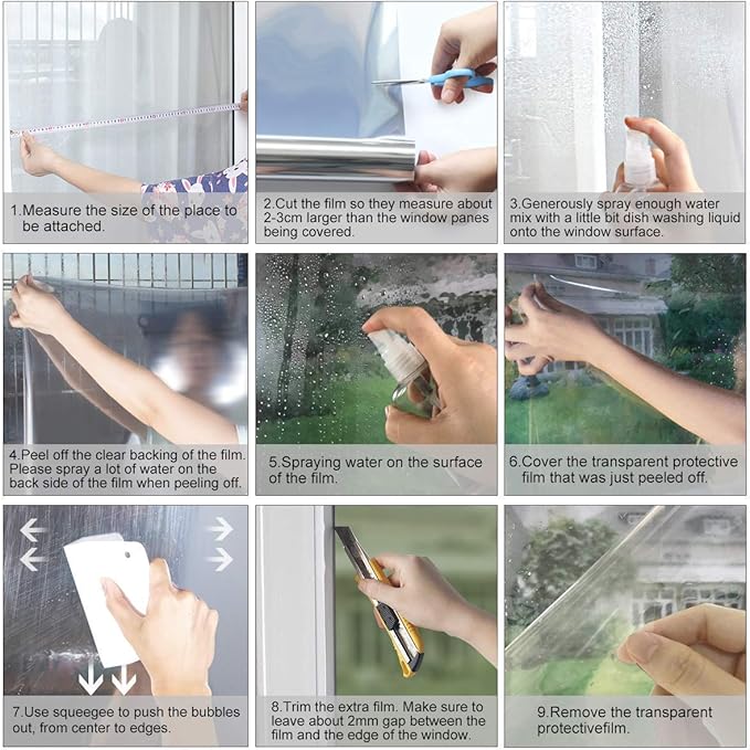 HIDBEA One Way Privacy Window Film, Black Silver, 55.1 x 393.7 Inch
