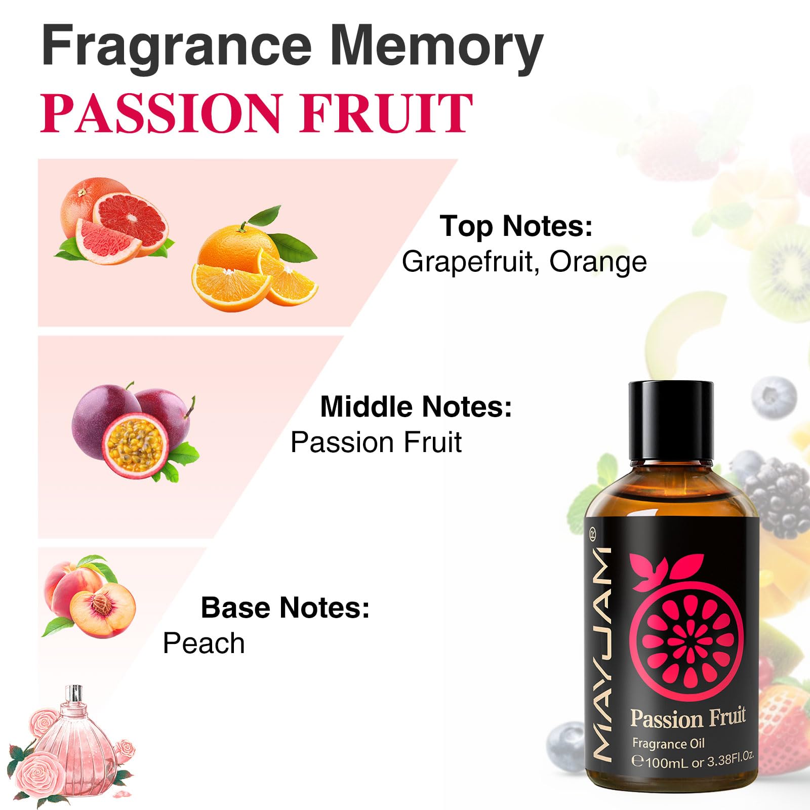 MAYJAM Passion Fruit Fragrance Oil Essential Oils for Diffusers, 3.38FL.OZ