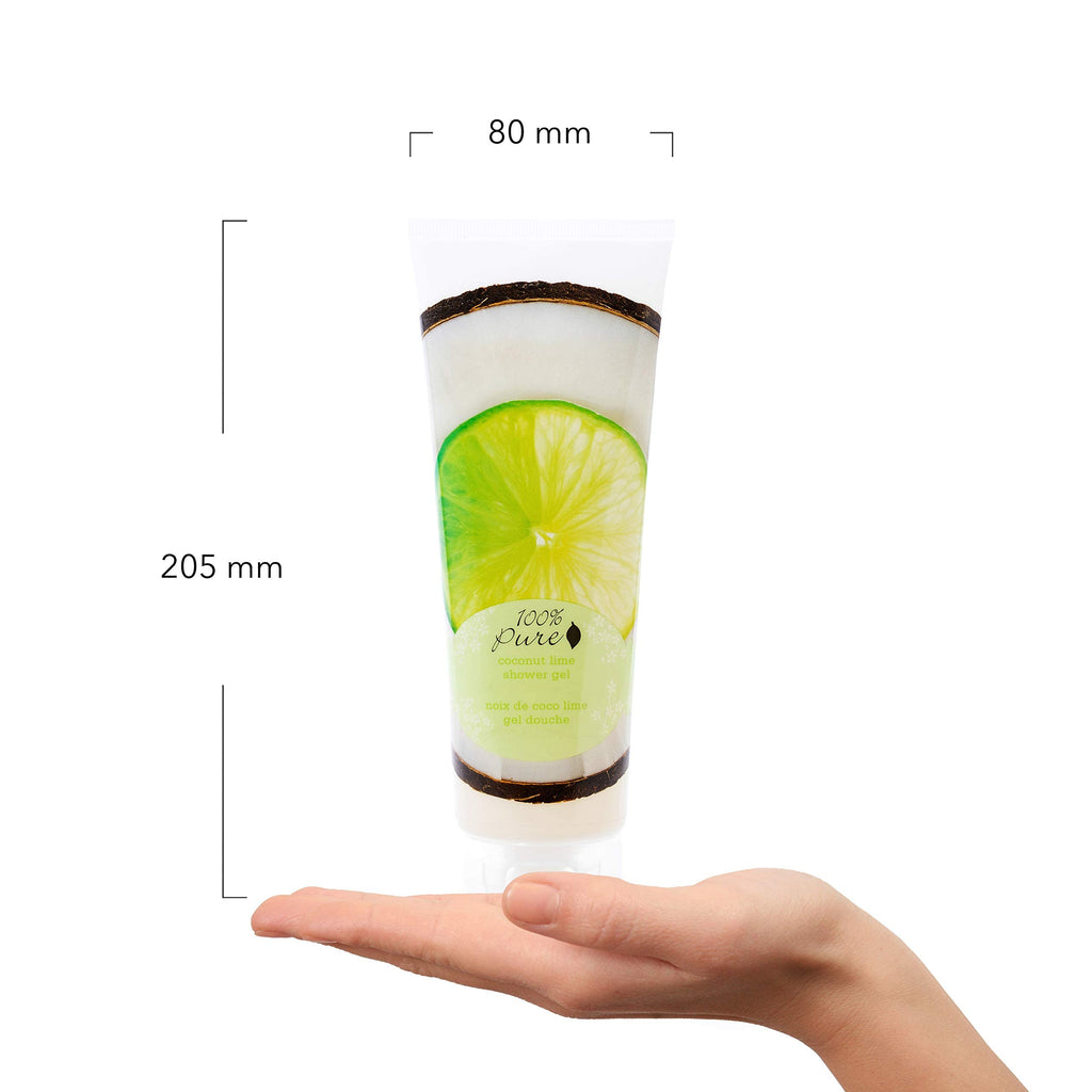 100% PURE Coconut Lime Shower Gel Natural Foaming & Hydrating Body Wash