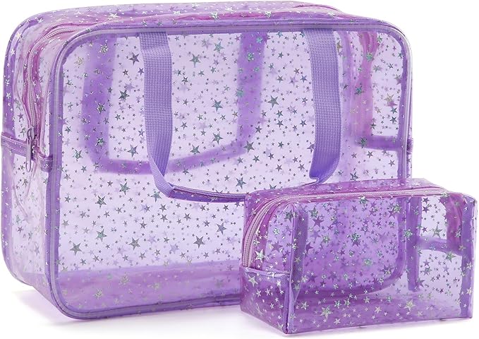 Yaopeing 2Pcs PVC Clear Makeup Bag Cosmetic Case Travel Toiletry Bags