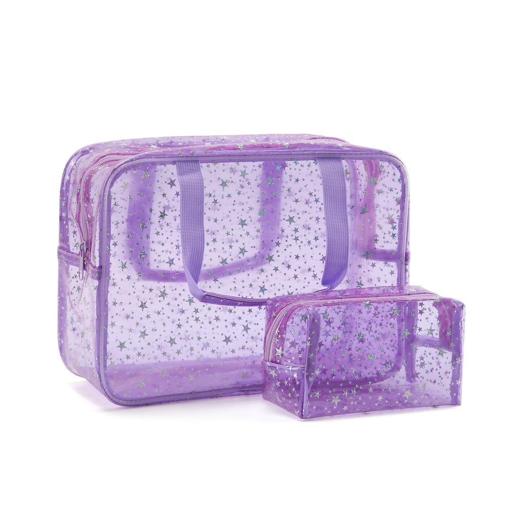 Yaopeing 2Pcs PVC Clear Makeup Bag Cosmetic Case Travel Toiletry Bags