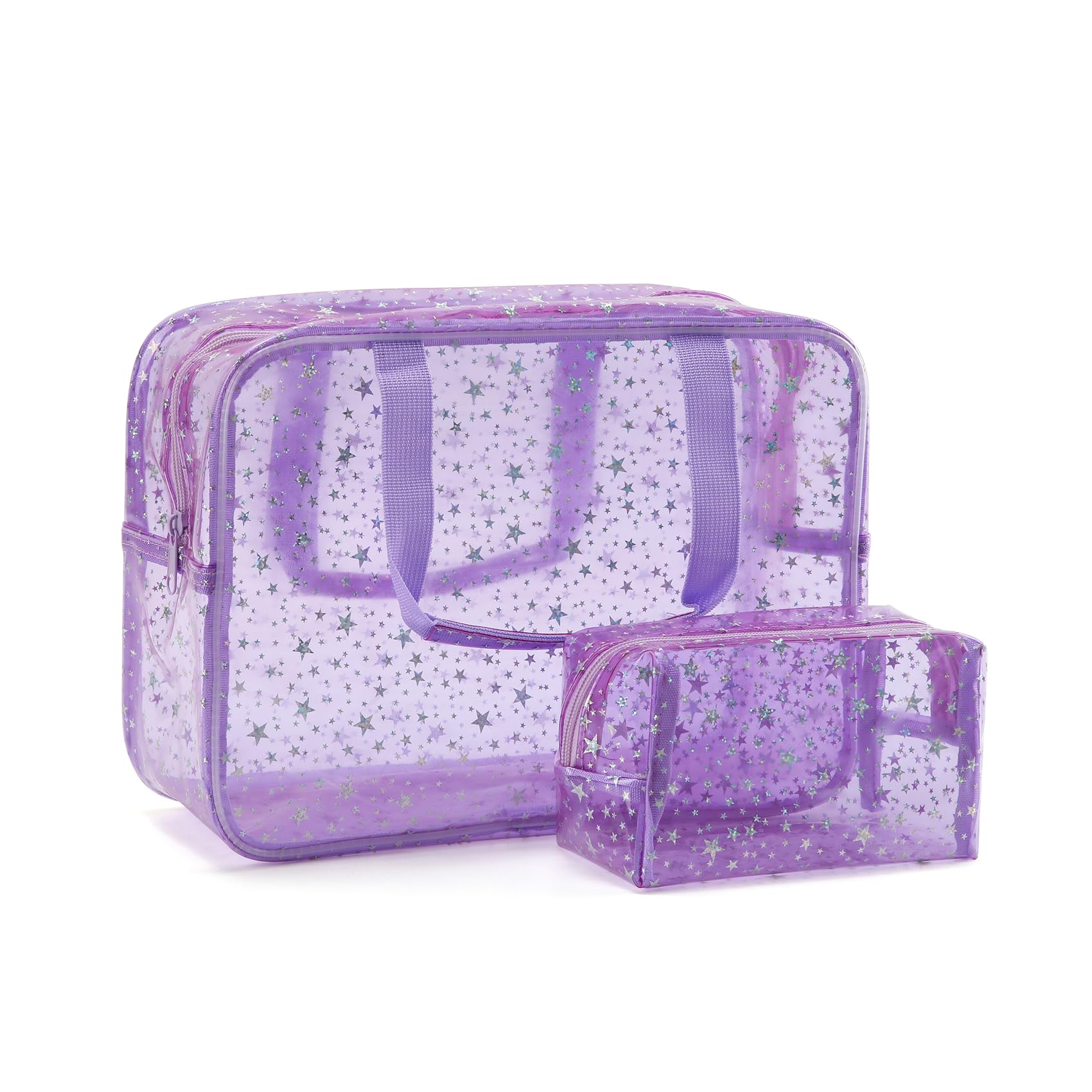 Yaopeing 2Pcs PVC Clear Makeup Bag Cosmetic Case Travel Toiletry Bags
