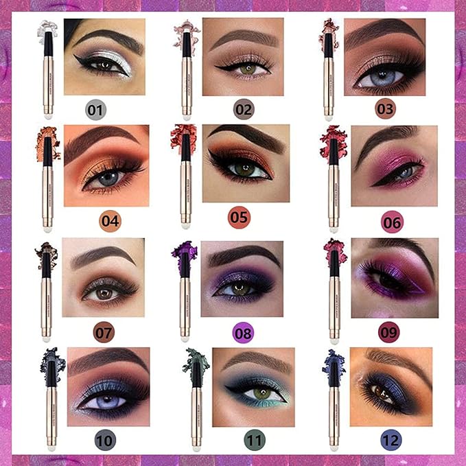 LGSZGDCN White Eyeshadow Stick and Buildable Eye Shadow Glitter Primer Palette Shimmer Pencil Long Lasting Waterproof Highlighter Pen Makeup Hypoallergenic Eye Liner Multi-Dimensional eyes Look