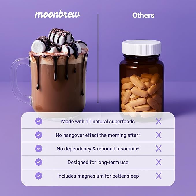 MoonBrew Magnesium Hot Cocoa Sleep Aid - Sugar-Free Calming Drink Mix - 1PK