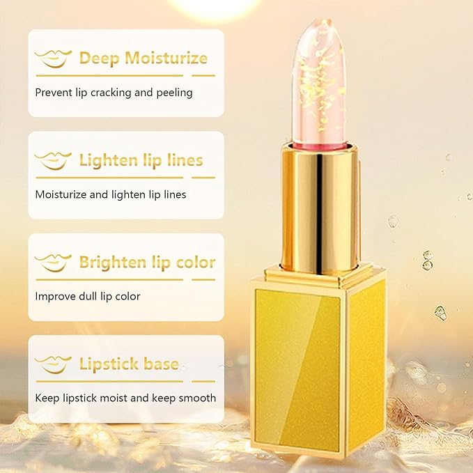 retigazo 2PCS Transferproof Color Changing Lipstick, Color Changing Lipstick Gold Foil for Women Long Lasting Moisturizing Glossy Shine Lip Gloss, Deep Nourishment