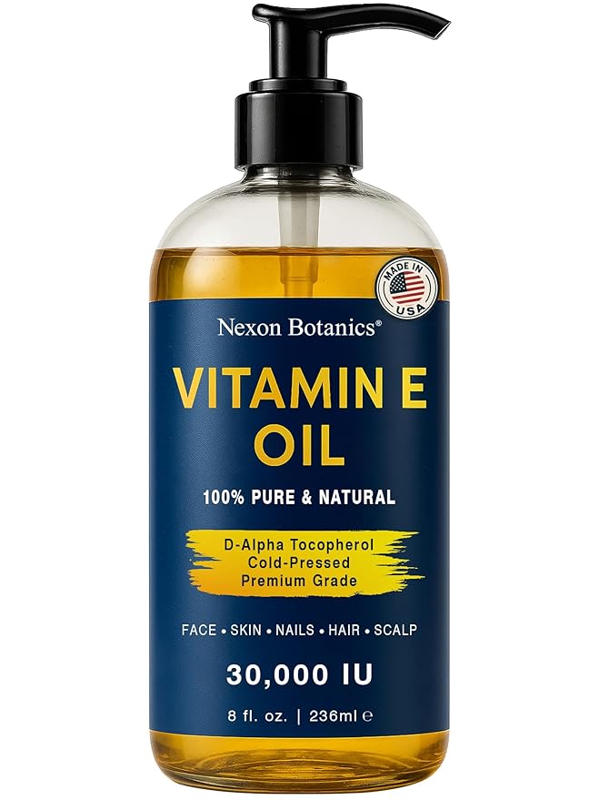 Pure Vitamin E Oil for Skin 30,000 IU, 8 fl oz - Cold-Pressed & Hexane Free