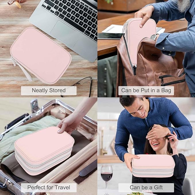 FYY Electronic Organizer, Travel Tech Pouch Bag, Large, Light Pink