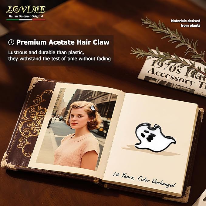 Cute Halloween Hair Clips for Women Mini White Ghost Acetate Clip Claws