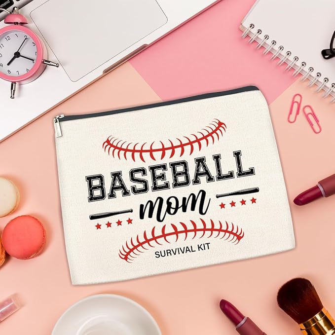 FYDHQSS Baseball Mom Gift Makeup Bag for Women Baseball Lovers Team Player