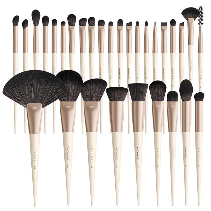 DUcare 30Pcs Professional Makeup Brushes Set, Large Foundation Powder Contour Concealer eyeshadow Blush EyeLiner Make up Brushes,Premium Synthetic hair,Vegan Cruelty-free