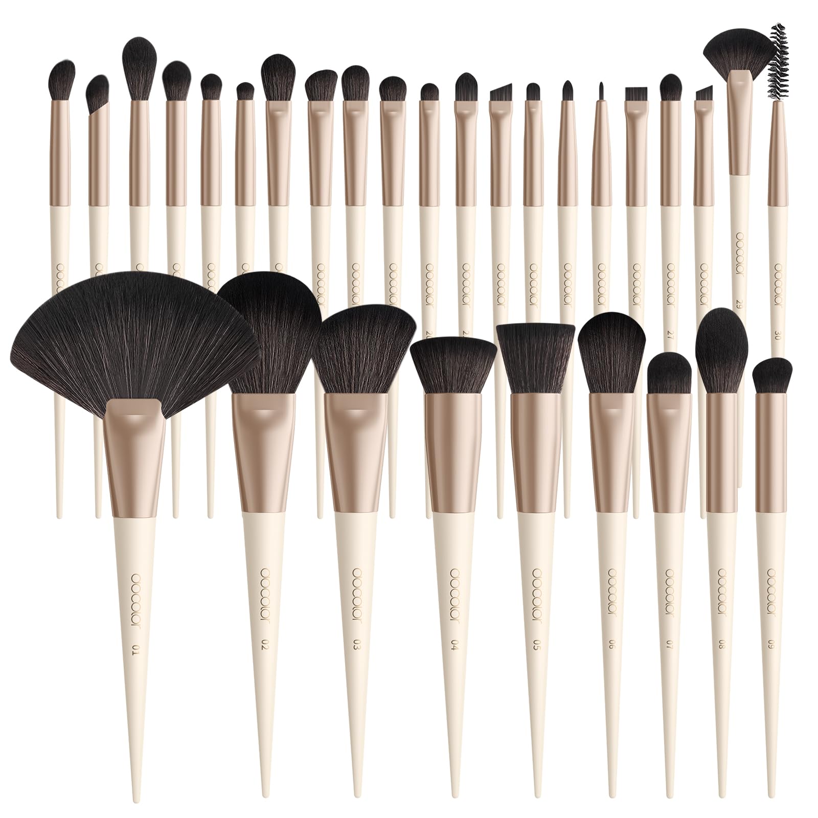 DUcare 30Pcs Professional Makeup Brushes Set, Large Foundation Powder Contour Concealer eyeshadow Blush EyeLiner Make up Brushes,Premium Synthetic hair,Vegan Cruelty-free