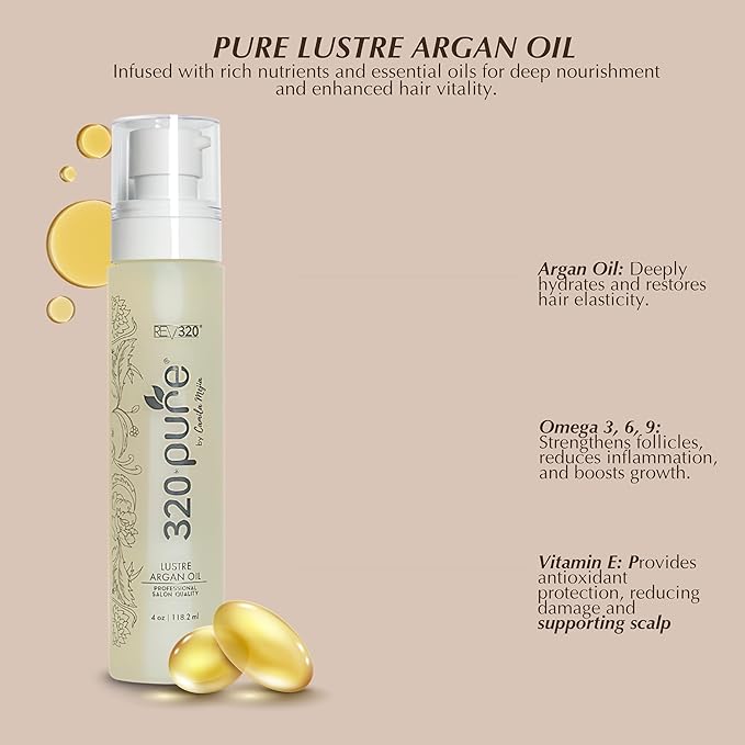 320Pure Lustre Argan Oil Hair Treatment, Frizz Control, Shine & Protection