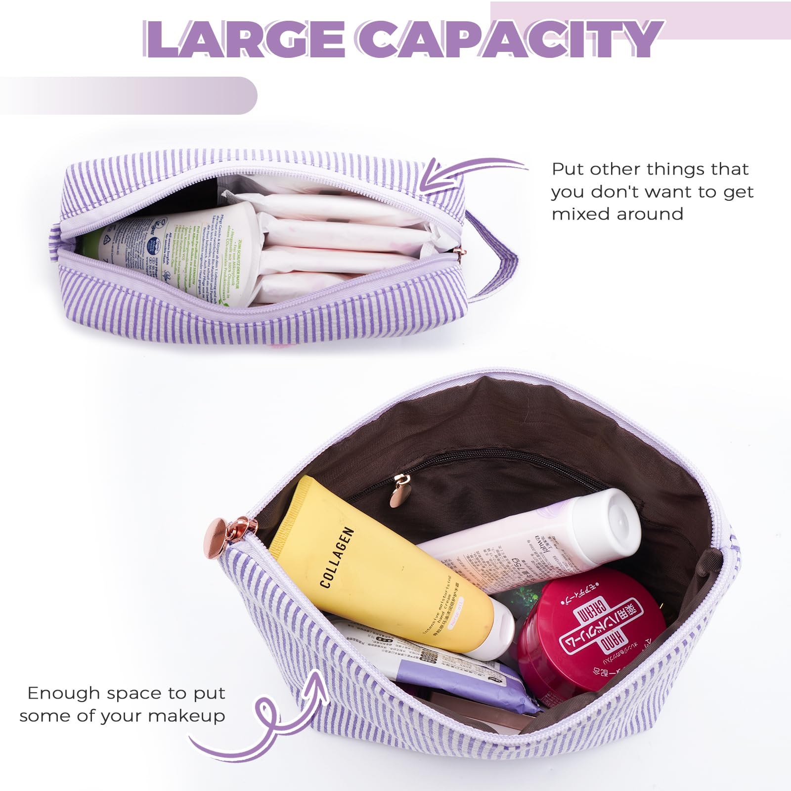 Btffitting Gifts for Teen Girls Women - Birthday Gifts for 10 11 12 13 14 15 16 17 18 Years Old Girl,Makeup Bag Cosmetic Bag,Teacher Gift Trendy Stuff Toiletry Bag - Lavender,M