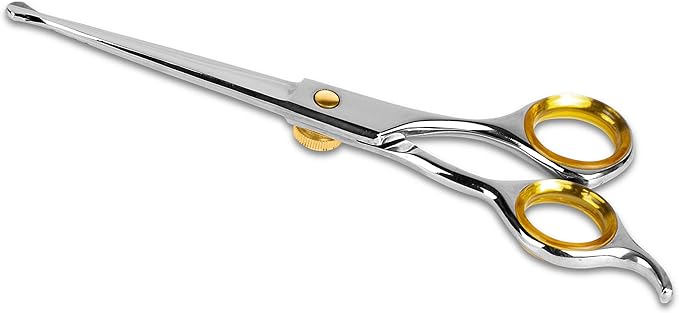 Sharf Dog Grooming Scissors, Safety Round Tip Straight Shears, 6.5 Inch