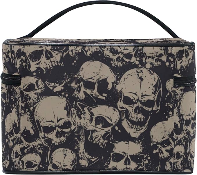 MNSRUU Makeup Bag, Grunge Skulls Travel Makeup Organizer Bag Cosmetic Cases Toiletry Bags for Girl Women Ladies
