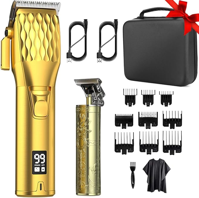 SKERTS Professional Cordless Hair Clippers and T-Blade Beard Hair Trimmer Sets for Men, Barber Clippers with Travel Case, Rechargeable Home Haircut Beauty Kit for Men