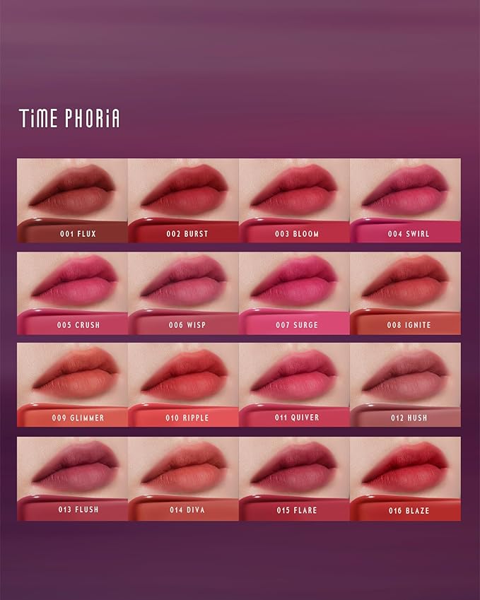 TIMEPHORIA Altera Blurring Tint Lip Stain 001 Flux, Brownish Red Glossy to Soft Matte Finish, Blur Lip Lines, Weightless No-Sticky Airy Velvet Texture, Vibrant Hydrating Long-Lasting Lip Makeup