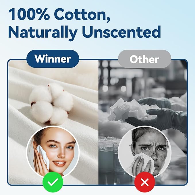 Winner Disposable Face Towels, 100% Cotton, 600 Count (Pack of 6)