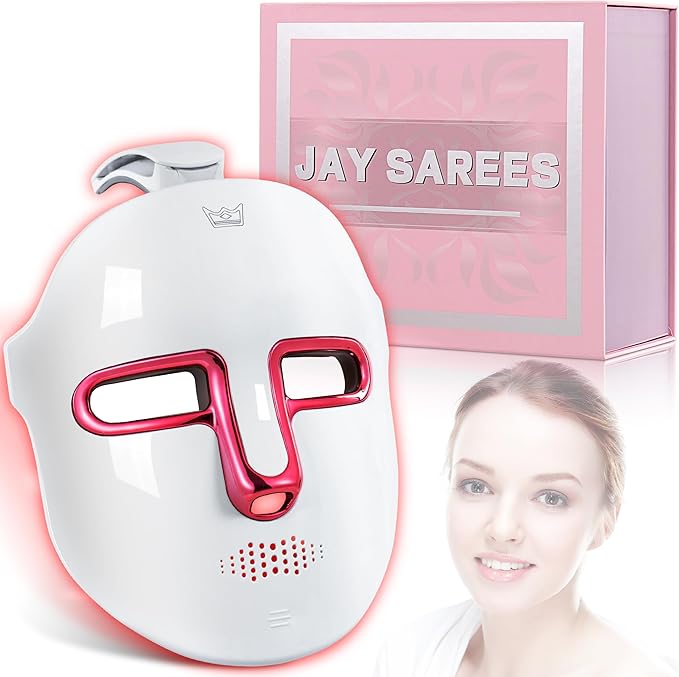 JAY SAREES Red-Light-Therapy-for-Face, 7-1 Colors Led Face Mask Light Therapy, Facial Skin Care Mask (White)