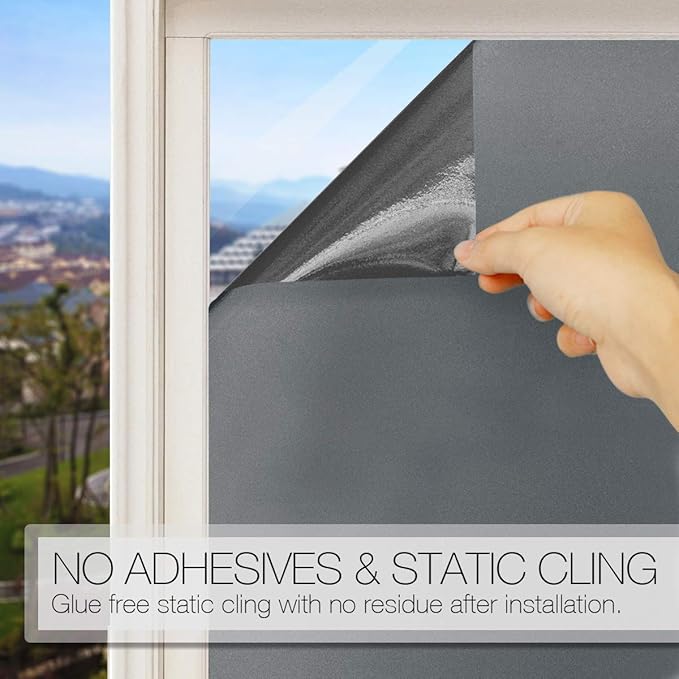HIDBEA Static Cling Window Privacy Film, Frosted Gray, 17.5 x 78.7 Inch