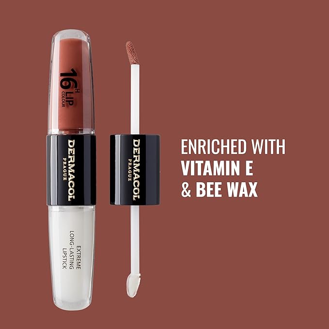 Dermacol 16-Hour Lip Color, Two-Phase Kissproof Lip Stain & Gloss, No.33