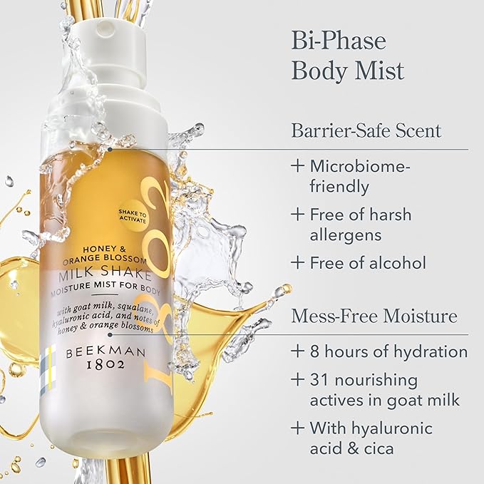Beekman 1802 Milk Shake Body Mist, Honey & Orange Blossom, 4.7 fl oz