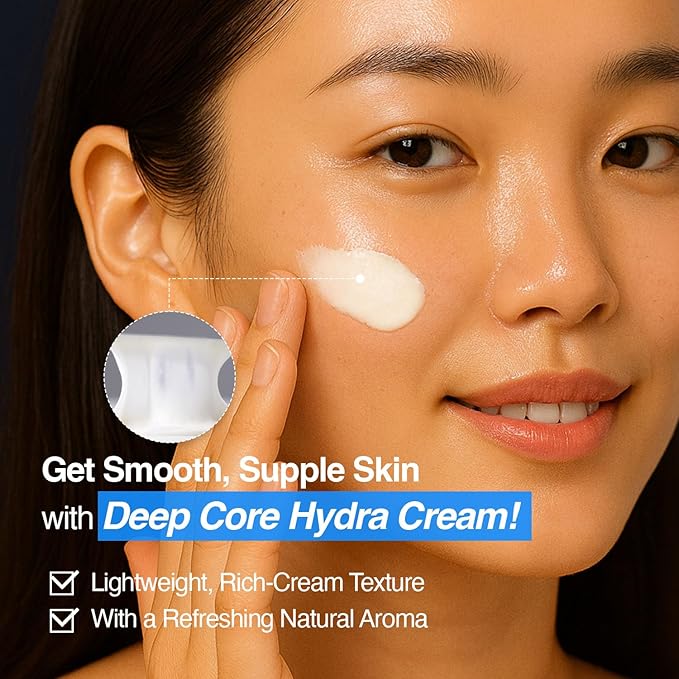ESSENHERB Deep Core Hydra Cream – Phyto Mucin, 10-Type Hyaluronic Acid & Ceramide | Daily Moisturizer for Deep Hydration and Radiant Glass Skin | Vegan & Korean Skincare (3.38 fl oz)