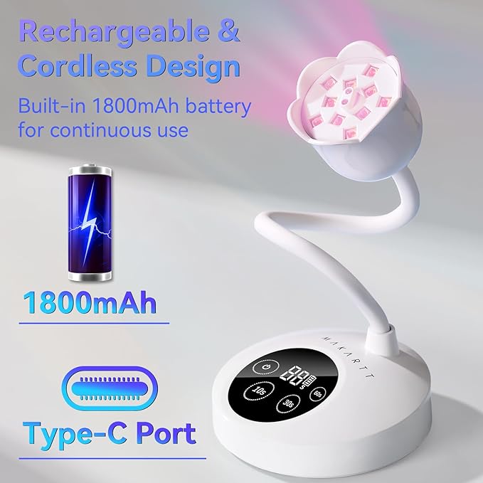 Makartt Luminoza UV Nail Lamp for Gel Nails Polish, Flexible Gooseneck