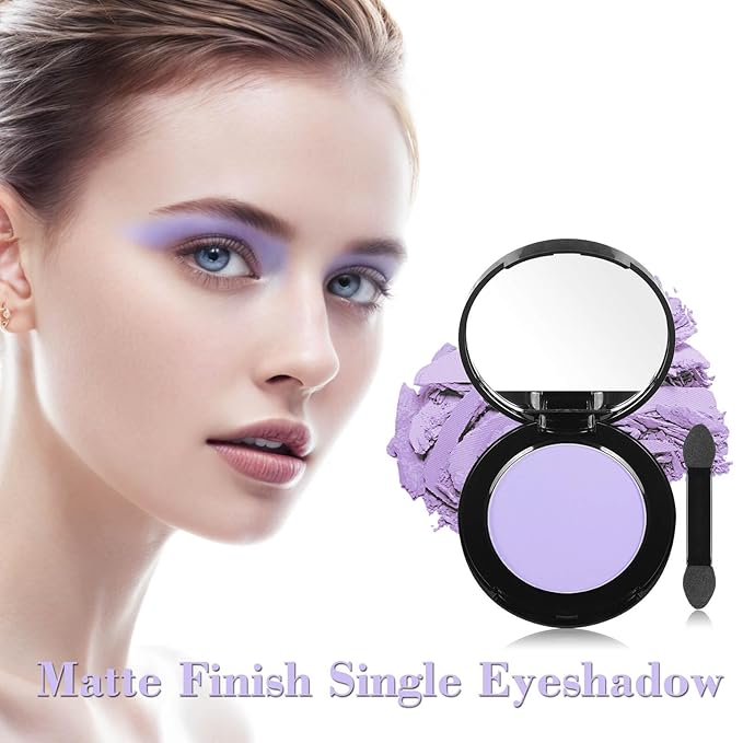 MEICOLY Light Purple Eyeshadow with Mirror,Matte Violet Lavender Eye Shadow Palette,Lilac Purple Powder Makeup for Women and Girls,Eye Makeup Eyelid Color,High Pigment,Long Wearing,Waterproof