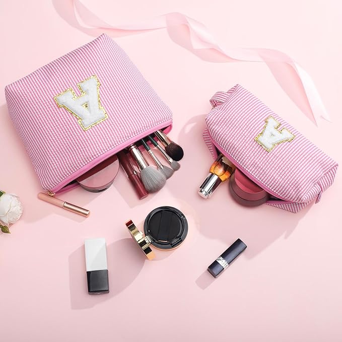 YOOLIFE Birthday Gift for Kids Teen Girls Gifts for Girls, Pink Makeup Bag Cosmetic Bag Daughter Sister Gifts Birthday for Women Teacher Gifts Preppy Makeup Bag Mothers Day Gifts L