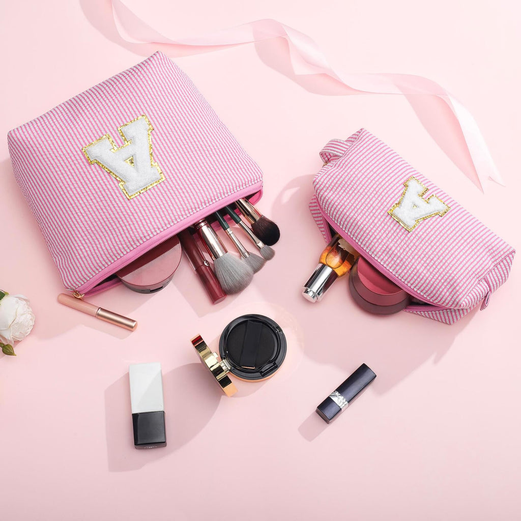 YOOLIFE Birthday Gifts for Kids Teen Girl Gift for Girls, Pink Makeup Bag Cosmetic Bags Daughter Sister Birthday Gift for Girls Women Teacher Gifts Preppy Makeup Bag L