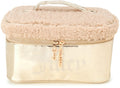 Juicy Couture Shiny Gold Makeup Bag, Faux Shearling Train Case, Rhinestones