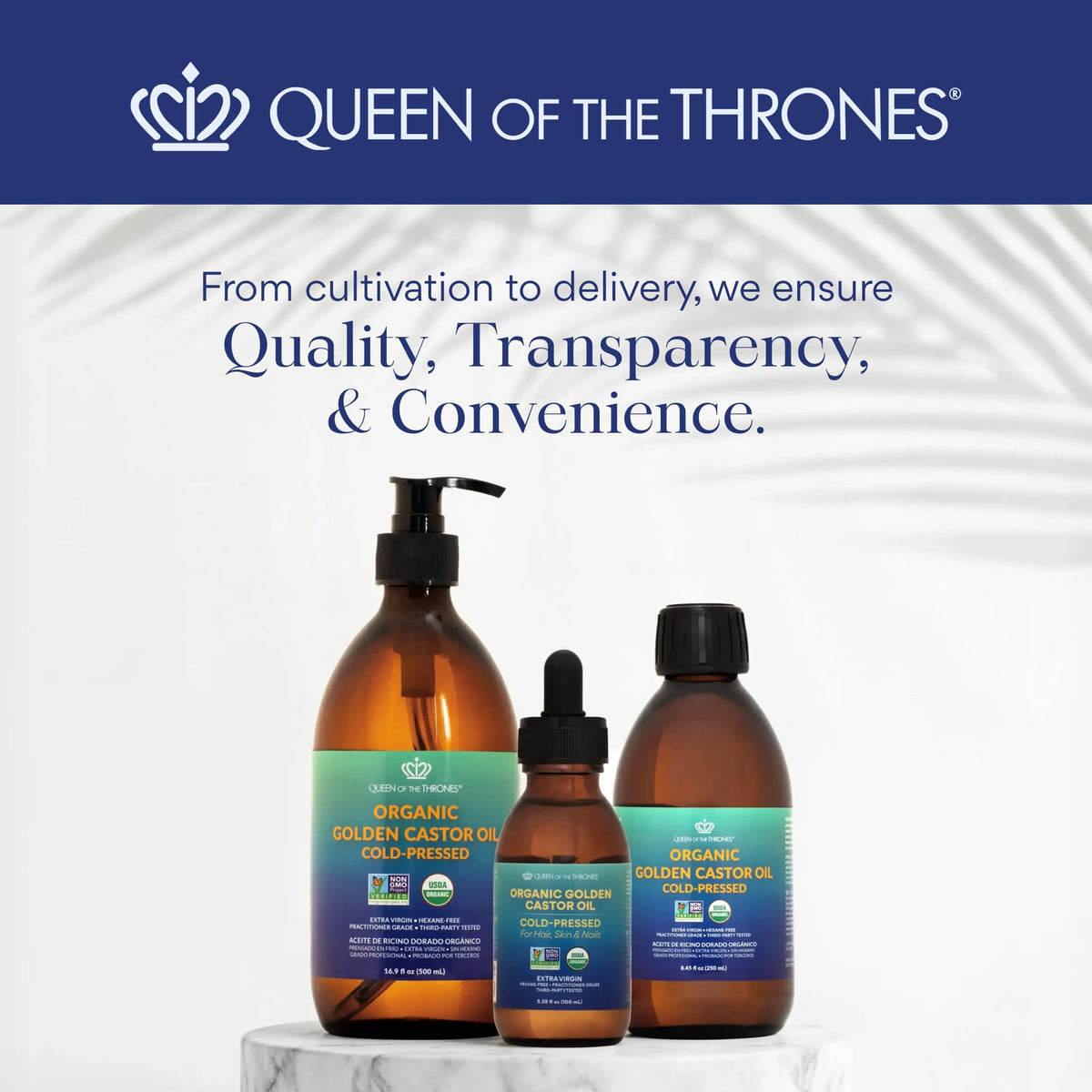 QUEEN OF THE THRONES Organic Black Castor Oil Dropper, 3.38 oz, 100 ml