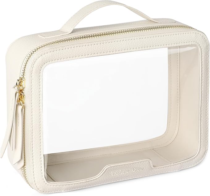 PACKISM Clear Makeup Bag - PU Leather Clear Travel Bags for Toiletries
