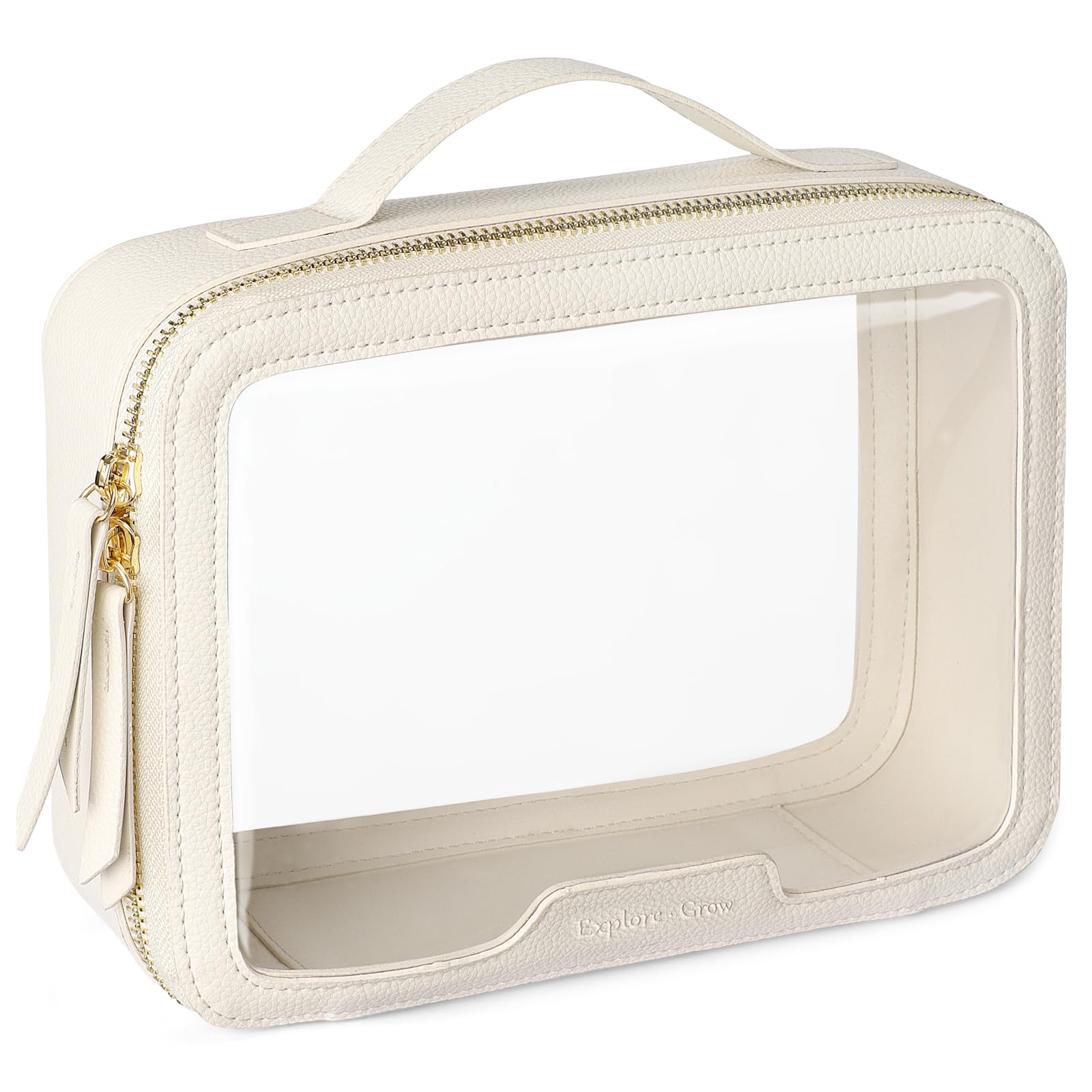 PACKISM Clear Makeup Bag - PU Leather Clear Travel Bags for Toiletries