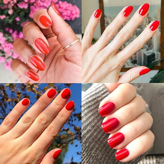 Olive & June Long Lasting Summer Nail Polish | Plump Gel-Like Finish No Lamp Needed | Lasts up to 10 days | Salon-Quality 15-Free Vegan & Cruelty-Free Chip-Resistant | CV Cherry Red