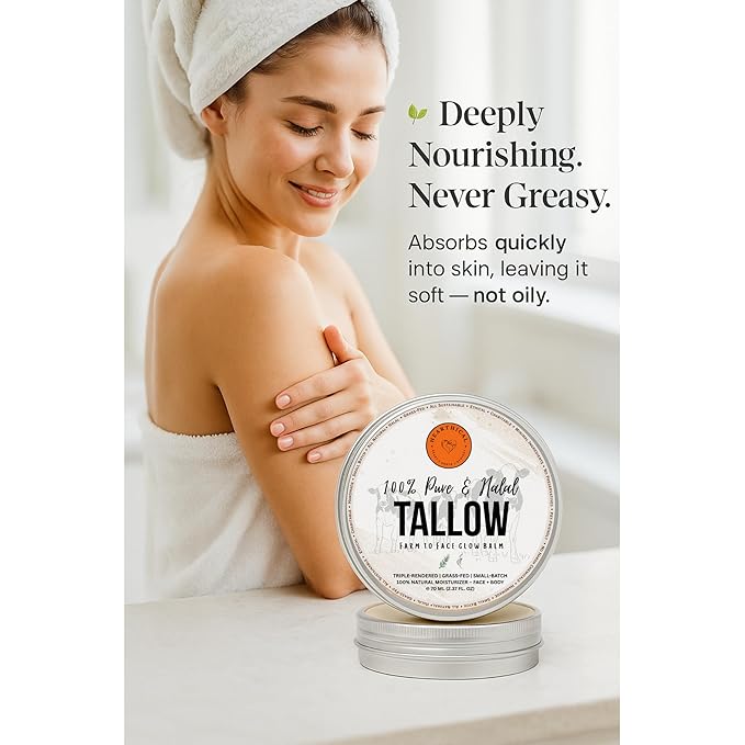 Hearthical Halal Grass Fed Beef Tallow For Skin – 70g Organic Beef Tallow Moisturizer – Beef Tallow Face Moisturizer & Beef Tallow Face Cream – Pure Beef Tallow Balm with Lavender & Cedarwood