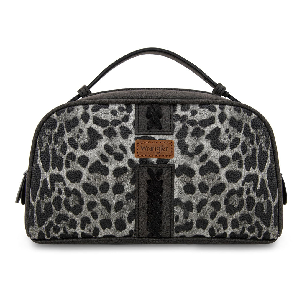 Montana West Wrangler Makeup Bag Western Travel Toiletry Bag for Women Small Cosmetic Bag Make Up Pouch Portable Organizer for Toiletries Accessories, Travel Essentials,Leopard,WG-MB-2211-1901-LP-BK