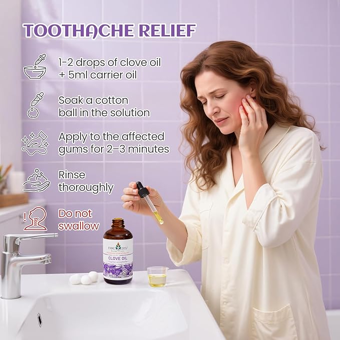 EVOKE OCCU Clove Essential Oil for Teeth and Gums, Diffuser, Oral Care