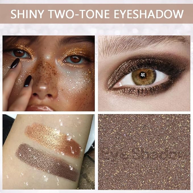 FeiCuiYun Double color eye shadow, Eyeshadows Creamy, high pigment eye makeup palette, matte shimmer metal eye shadow powder, Blendable, Ultra-Pigmented, Easy to Apply, Matte & Shimmer, (03)