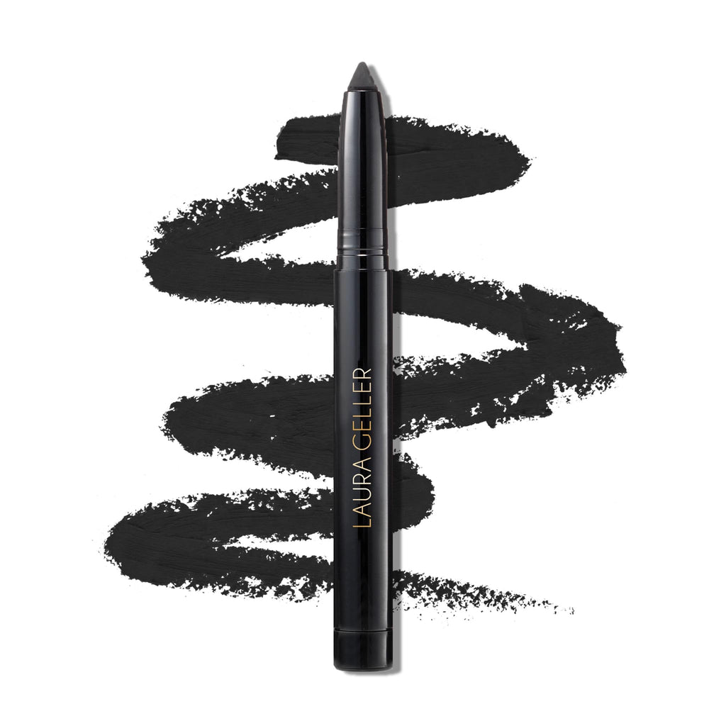 LAURA GELLER NEW YORK Kajal Longwear Kohl Eyeliner Pencil – Soft Black – Smooth, Blendable Application, Long-Wearing, Non-Creasing – Infused with Caffeine & Vitamin E – Built-In Sharpener