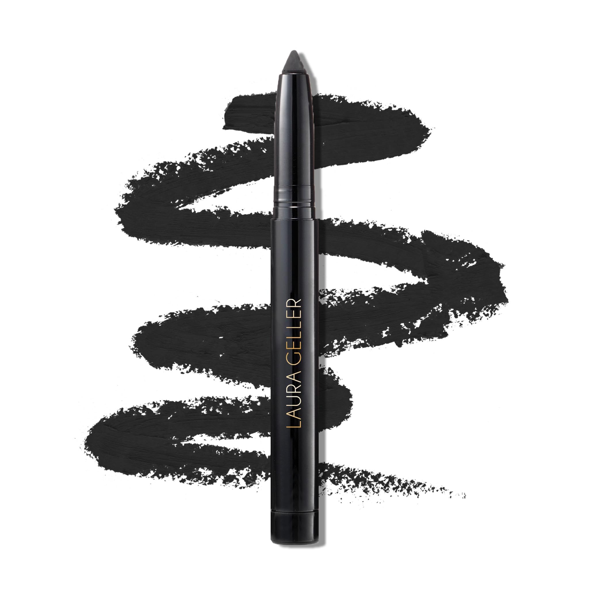 LAURA GELLER NEW YORK Kajal Longwear Kohl Eyeliner Pencil – Soft Black – Smooth, Blendable Application, Long-Wearing, Non-Creasing – Infused with Caffeine & Vitamin E – Built-In Sharpener