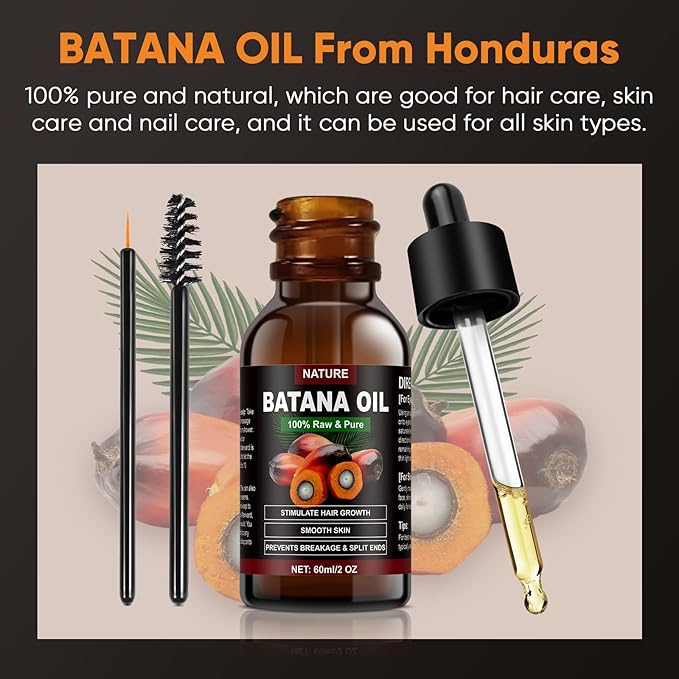 XLFWSN Batana Oil for Hair Growth - Organic, Unscented, Clear Oil for All Hair Types - Enhances Radiance & Nourishment