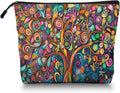 Scribesense Cosmetic Bags Travel Makeup Toilet Case Waterproof Pouch for Women Girls 6.7X9.45inches - Colorful Abstract Tree With Swirling Patterns