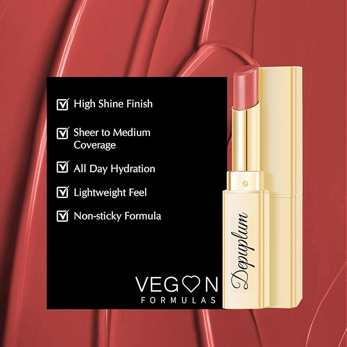 Depuplum Nude Pink Lipstick for Women Moisture Lip Gloss Tinted Lip Balm