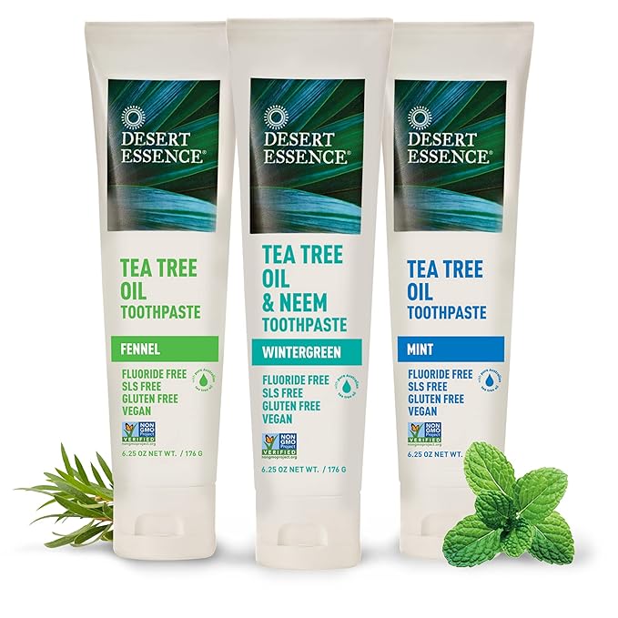 Desert Essence Tea Tree Oil and Neem Toothpaste, Wintergreen, 6.25 oz