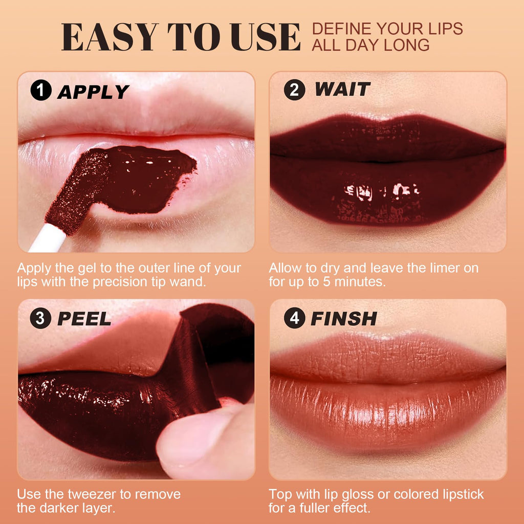 dfjdskl Moisturizing Peel Off Lip Liner Stain Smudge-Proof Long Wear Lip Color (Rose)