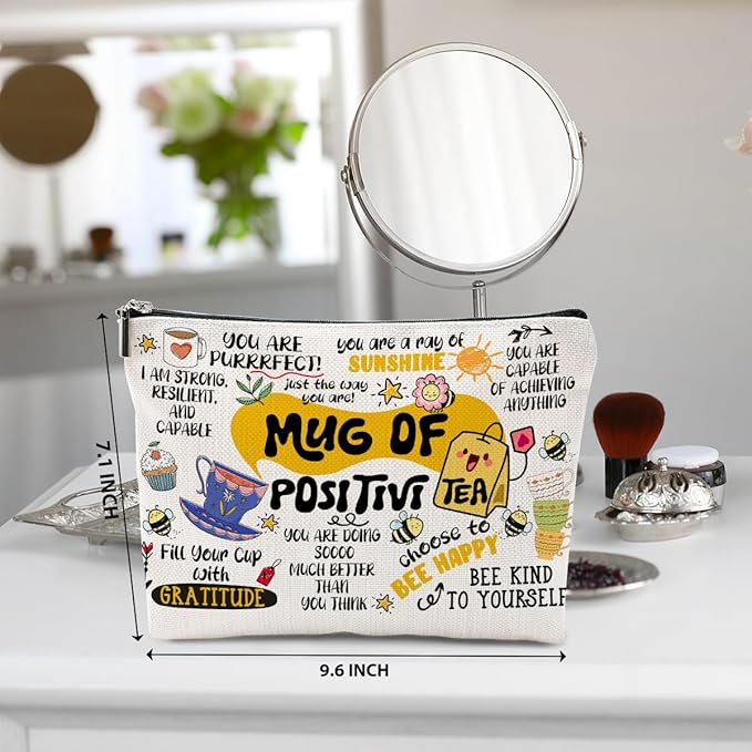 BQXH Inspirational Gifts Makeup Bag, Positive Affirmations Cosmetic Bag