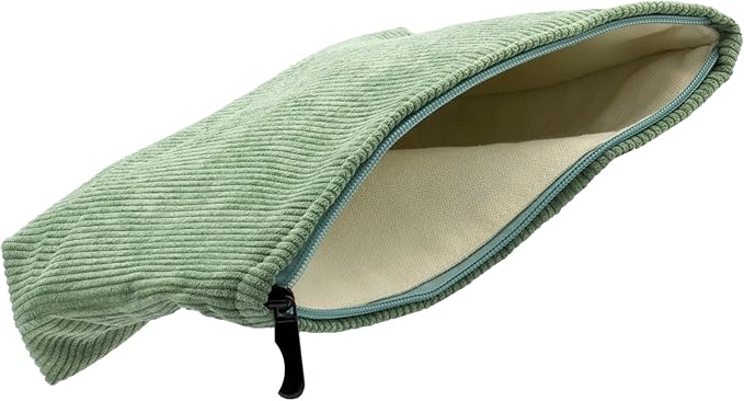 Flat Makeup Bag for Women,Zipper Cosmetic Pouch for Purse,Corduroy Green