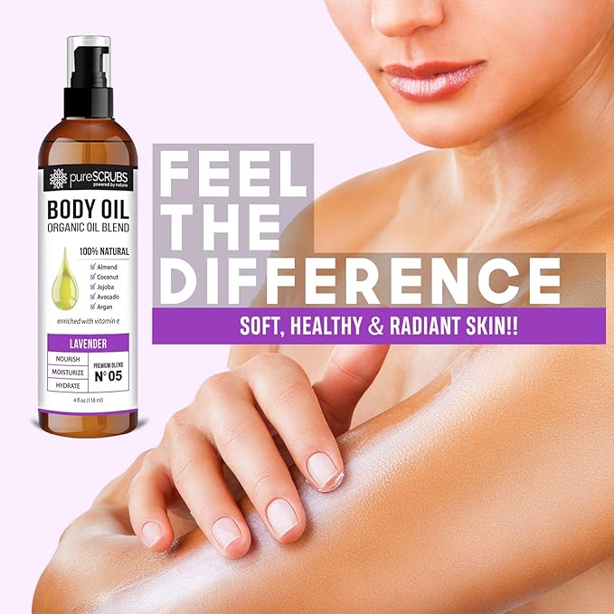 pureSCRUBS Ultra Moisturizing Lavender Body Oil for Dry Skin, 4 oz